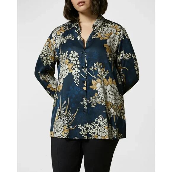 Marina Rinaldi Tops - Marina Rinaldi Bardo Top Blouse Button Down Shirt Floral Print Long Sleeve 16